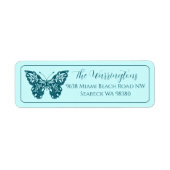 Elegante handgetekende botanische vlinder etiket (Voorkant)