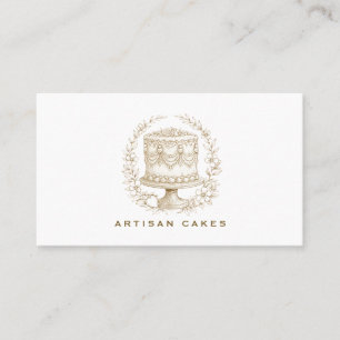 Elegante Handgetekende Cake Bakkerij Visitekaartje