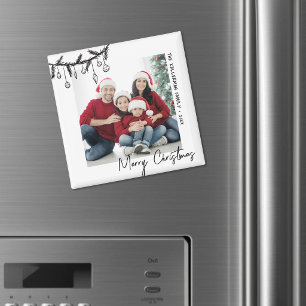 Elegante handgetekende familiefoto magneet