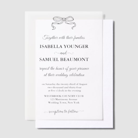 Elegante handgetekende trouwboog aangepaste tekst  vellum uitnodigingen (Offset)