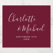 Elegante handtekening script bordeauxrood bruiloft bier etiket (Enkel label)