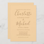 Elegante handtekening script champagne bruiloft kaart (Voorkant / Achterkant)