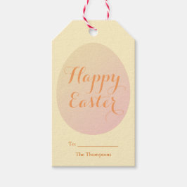 Elegante Happy Easter Painted Eggs Zacht Geel Cadeaulabel