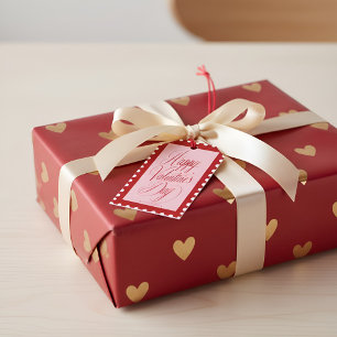 Elegante Happy Valentijnsdag Gift Tag met Bloemen Cadeaulabel