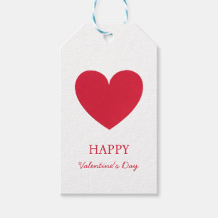Elegante Happy Valentine's Day Red Heart op wit Cadeaulabel