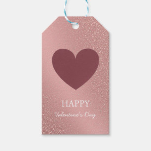 Elegante Happy Valentine's Day Roos Gold Glitter Cadeaulabel