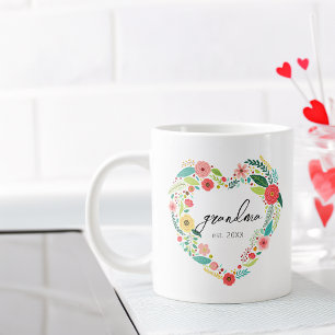 Elegante hartvorm bloemen Oma Est Extra Grote Beker
