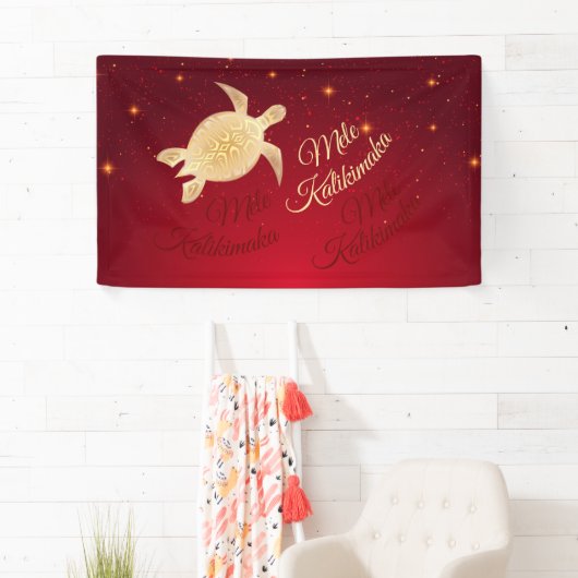 Elegante Hawaïaanse Kerstmis | Rood goud Spandoek (Insitu)