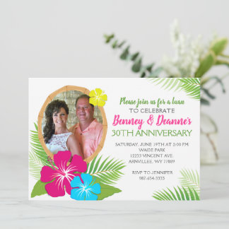 Elegante Hawaïaanse Luau-jubileumfoto Kaart