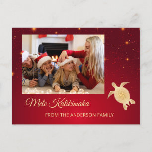 Elegante Hawaiiaanse Kerstmis Familie Foto Briefkaart