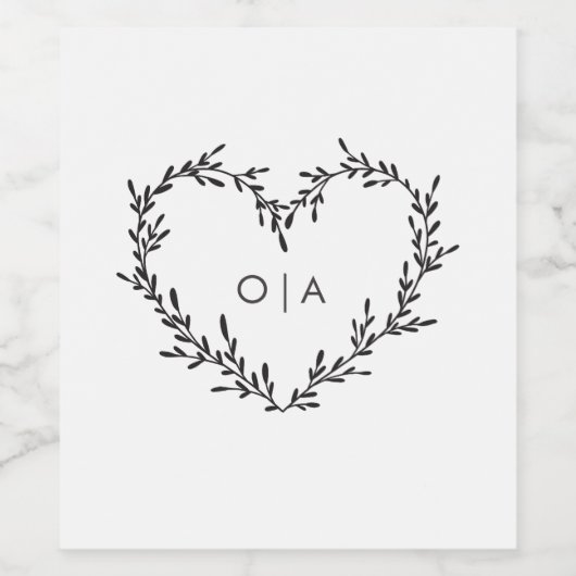 Elegante Heart Script bruiloft Wijn Etiket (Enkel label)