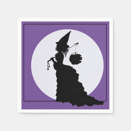 Elegante  heks Silhouette Halloween Servet (Voorkant)