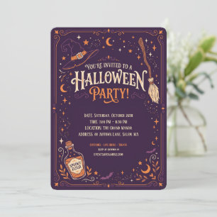 Elegante Heksen Halloween Feest Uitnodiging