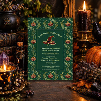 Elegante Hekserige Whimsigoth Halloween Kaart