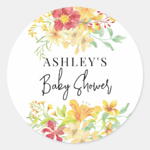Elegante heldere bloem chique Baby shower Ronde Sticker