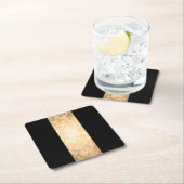 Elegante heldere faux goud en zwarte strepen vierkante kartonnen onderzetter (Insitu)