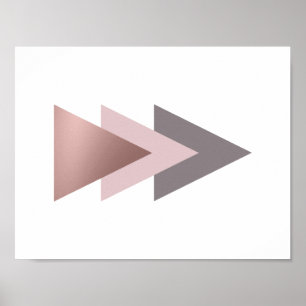 elegante, heldere roos goudfolie geometrische drie poster