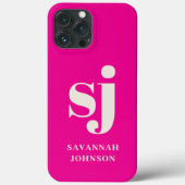 Elegante heldere roze monogram initiaal letters Case-Mate iPhone case (Achterkant)