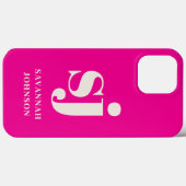 Elegante heldere roze monogram initiaal letters Case-Mate iPhone case (Achterkant (horizontaal))