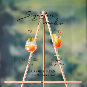 Elegante heldere signaturedranken trouwbar acryl bord