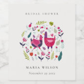 Elegante heldere volksboerderij bloem vogel bruids wijn etiket (Enkel label)