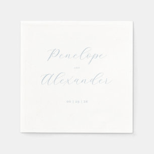 Elegante Hemelblauwe Calligrafie Servet