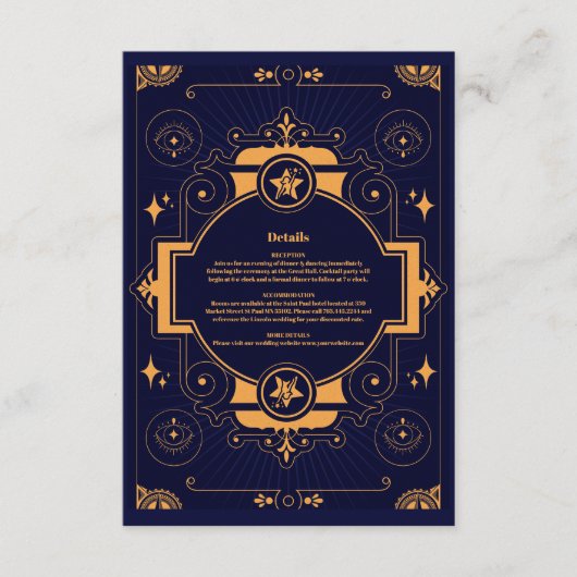 Elegante hemelse bruiloft informatiekaartje (Voorkant)