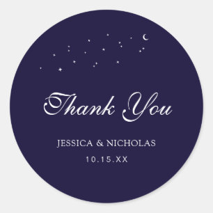 Elegante hemelse dank u script bruiloft gunst ronde sticker