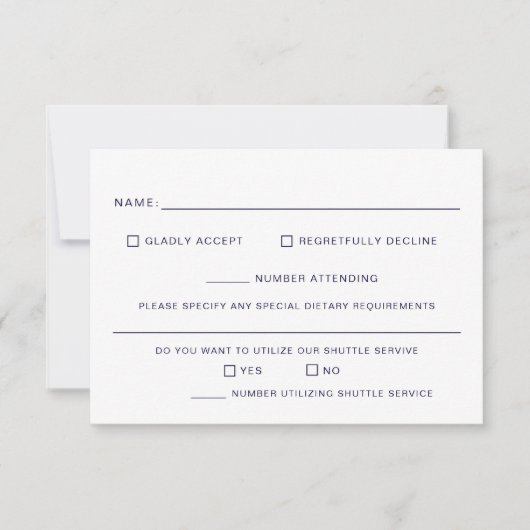 Elegante Hemelse Maan & Sterren Blauwe bruiloft RSVP Kaartje (Voorkant)