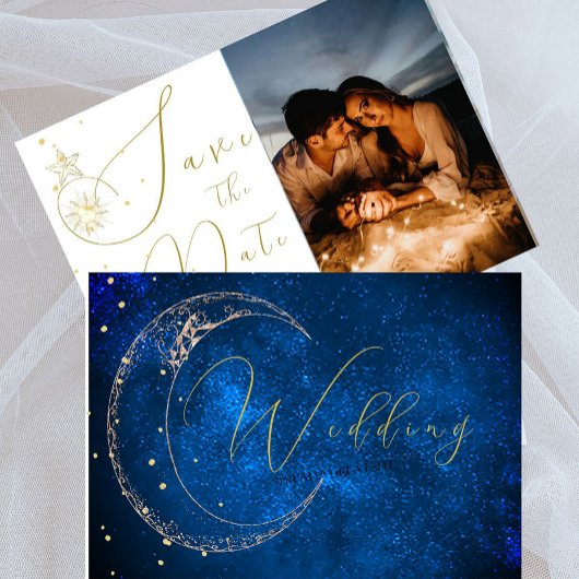 Elegante hemelse sterren foto avond bruiloft save the date