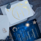 Elegante hemelse sterren Galaxy avond bruiloft Folie Uitnodiging