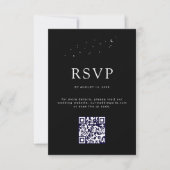 Elegante Hemelse Zwarte QR Code Trouwfoto RSVP Kaartje (Voorkant)