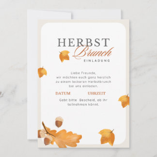 Elegante Herbst Brunch Einladung  Creme & Orange  Kaart