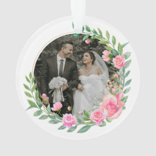 Elegante Heren en Dames Roze Bloemen Bruiloft Ornament