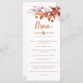 Elegante herfst Aarde Toon Terracotta Bruiloft Menu (Voorkant / Achterkant)