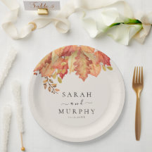 Elegante herfst aquarel bladeren herfst bruiloft