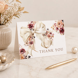 Elegante herfst aquarel bloemenslinger baby shower bedankkaart