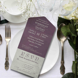 Elegante herfst aubergine salie minimalistische e- all in one uitnodiging