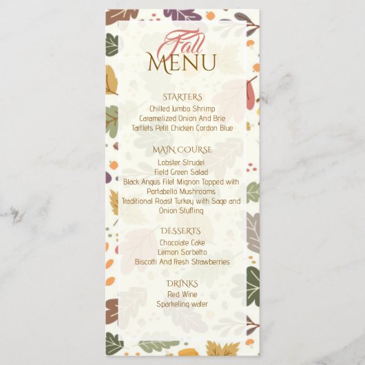 Elegante Herfst Autumn Leaves Flat Menu (Voorkant)