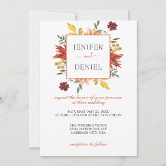 Elegante herfst bladeren herfst bruiloft kaart