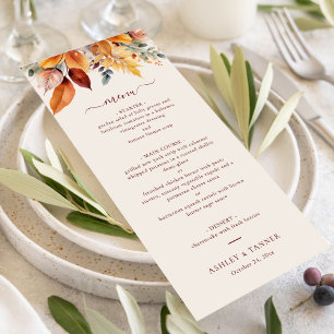 Elegante herfst bladeren herfst bruiloft menu