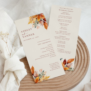 Elegante herfst bladeren herfst bruiloft programma