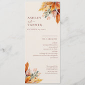 Elegante herfst bladeren herfst bruiloft programma (Voorkant)