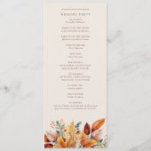 Elegante herfst bladeren herfst bruiloft programma (Achterkant)