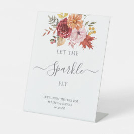 Elegante herfst bladeren herfst bruiloft reclamebord met voetstuk