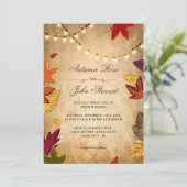 Elegante herfst bladeren rustieke herfst bruiloft kaart (Staand voorkant)