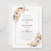 Elegante herfst bloeit bruiloft kaart (Voorkant)