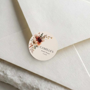Elegante herfst bloem bruidsdouche ronde sticker