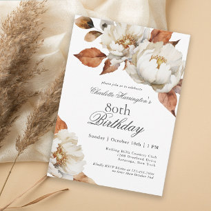 Elegante Herfst Bloemen 80ste Verjaardagsfeest Kaart