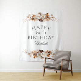 Elegante Herfst Bloemen 80ste Verjaardagsfeest Wandkleed